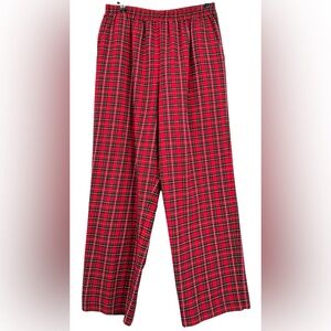 Alfred Dunner Women’s 12 Red Tartan Plaid Pull-on High Rise Wide‎ Leg Pants VTG